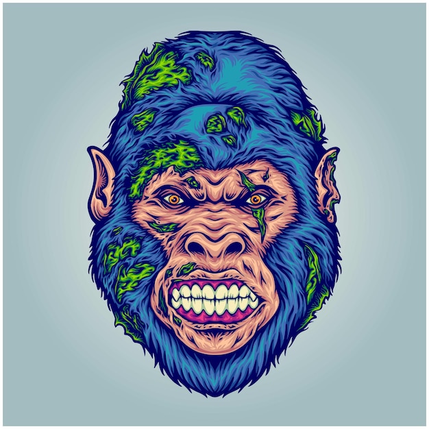 Vector beast scary gorilla monster zombie vector illustrations for your work logo