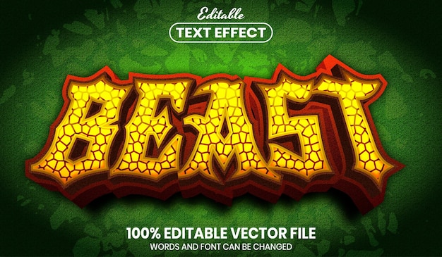 Vector beast text, font style editable text effect