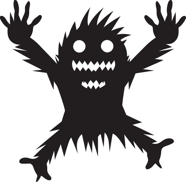 Вектор Зверская красота векторная икона в черном чудовищном искусстве черная эмблема с мультфильмом