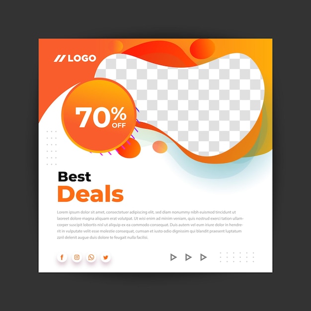 Beat deals Sale concept post square template vector online shopping Instagram posts