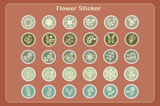 Vector beatiful flower sticker