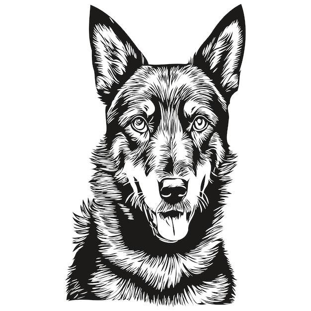 Beauceron hond logo vector zwart-wit vintage schattige hond hoofd gegraveerd