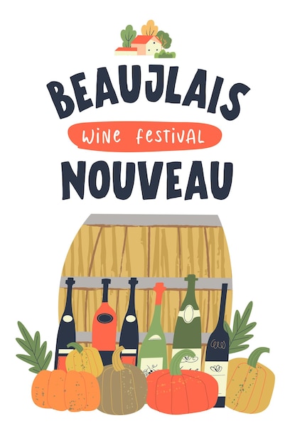 Beaujolais nouveau wijnfestival vectorillustratie