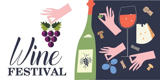 Vettore beaujolais nouveau wine festival illustrazione vettoriale un insieme di elementi di design per una festa del vino