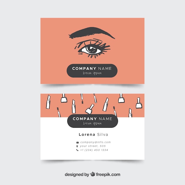 Vector beautician card with sketches