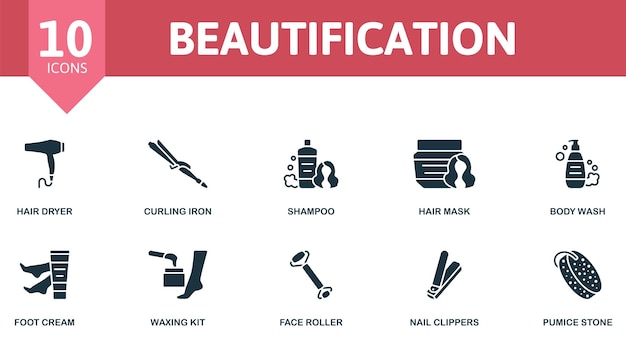 Vector beautification set creative icons editable elements