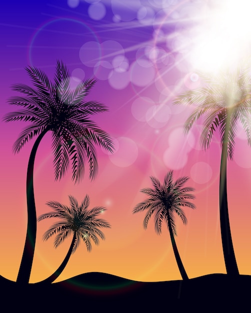 Vector beautifil palm tree leaf  silhouette background