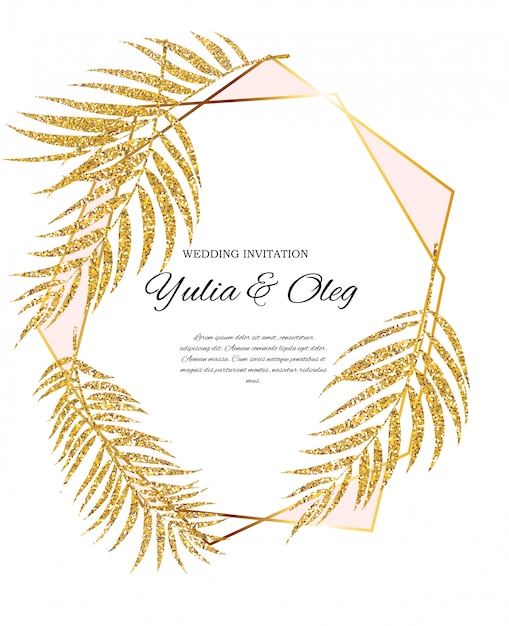 Beautifil Wedding Invitation with Palm Tree Leaf  Silhouette  