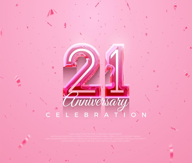 Beautiful 21st anniversary celebration design with feminine pink color