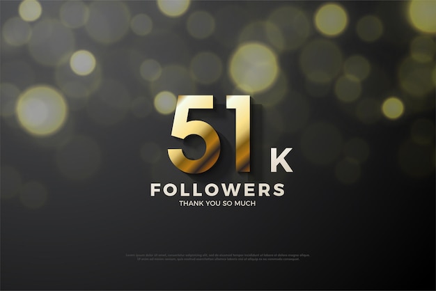 beautiful 3d golden number for 51k followers figure.