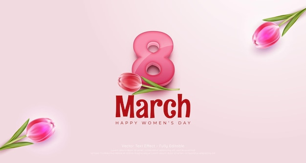 Beautiful 8 march womens day with 3d style number