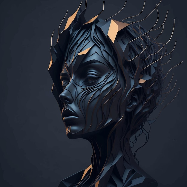 Beautiful abstract 3d female head art illustration