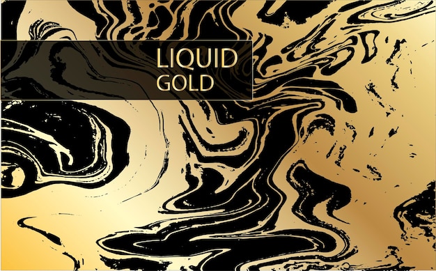 Beautiful abstract background Black and gold mixed acrylic paints Liquid art Modern Art