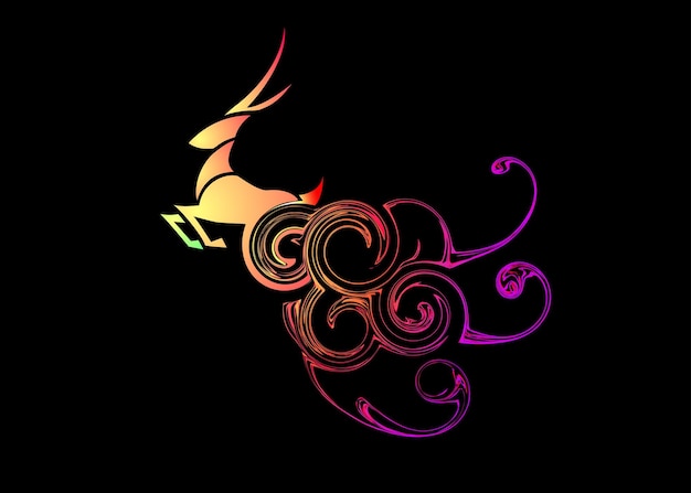 Vector beautiful abstract and colorful impala deer jumping silhouette wallpaper background painting