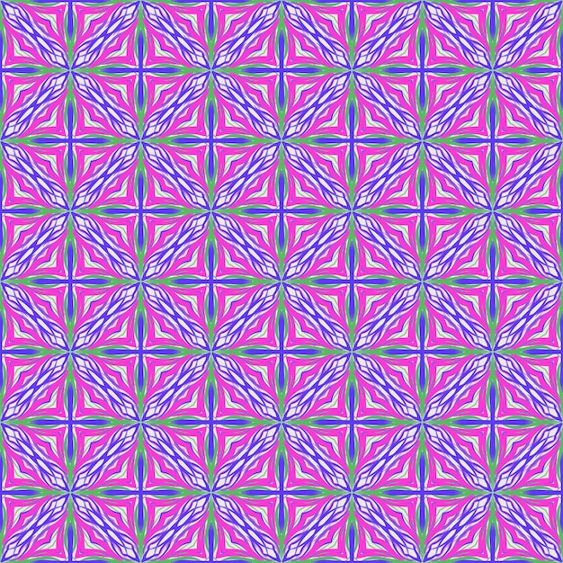 Beautiful abstract fabric and ethnic pink and violet cross flower semaless pattern background