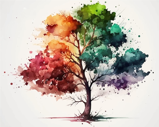 Красивая абстрактная иллюстрация лесного пейзажа Дерево с корнями Дизайн векторной иллюстрации