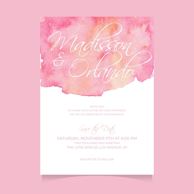 Vector beautiful abstract watercolor wedding template