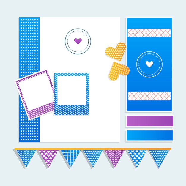 Vector beautiful accessories of scrapbook