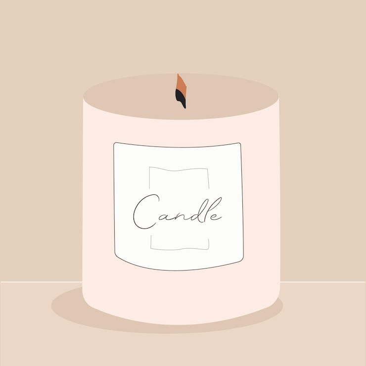 Vector beautiful aesthetic candle lit an element of decor and comfort for the home on a beige background