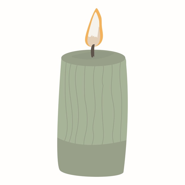 Beautiful aesthetic lighted candle for decoration and comfort in the house Vector illustration