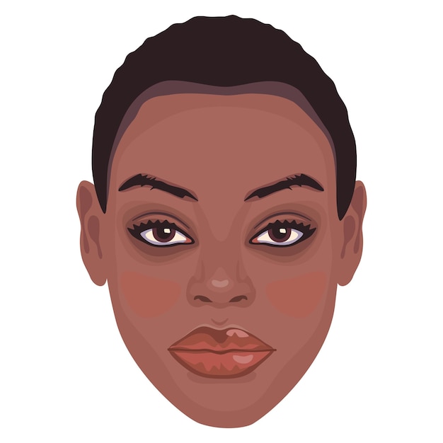 Vector beautiful african woman portrait isolated on a white background avatar detailed female face