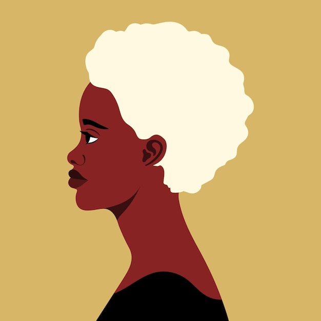beautiful african woman with curly blond hair profile view portrait