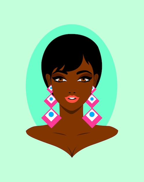 Beautiful african woman with large earrings portrait