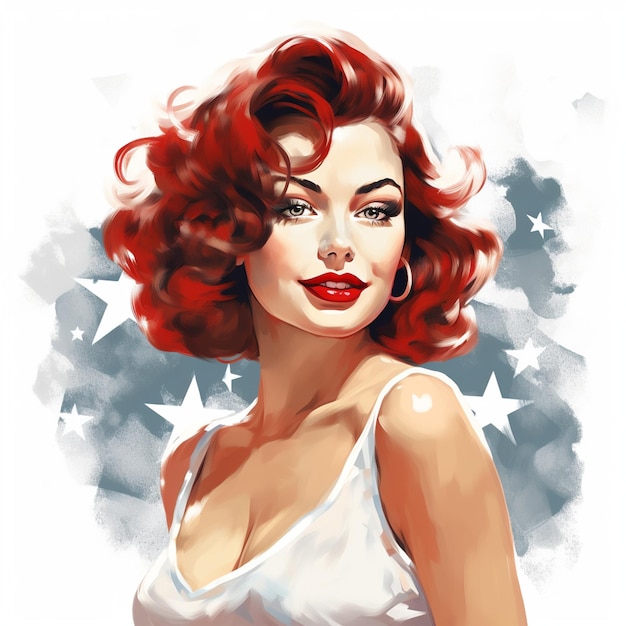 Вектор Красивая американская pin up girl женщина женская иллюстрация художественный стиль