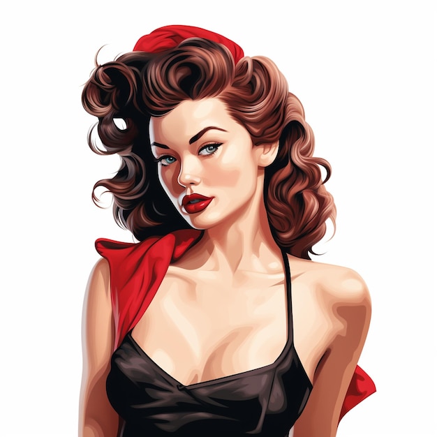 Vettore bella ragazza pin up americana donna donna illustrazione stile artistico