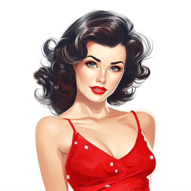 Красивая американская pin up girl женщина женская иллюстрация художественный стиль