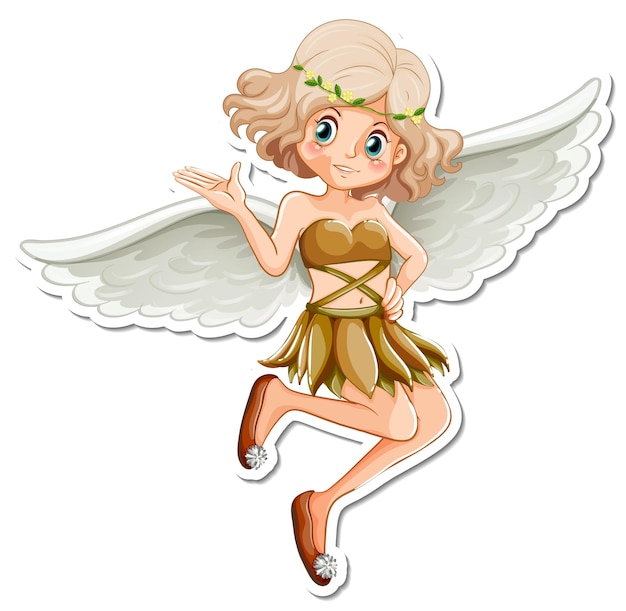 Beautiful angel cartoon character sticker