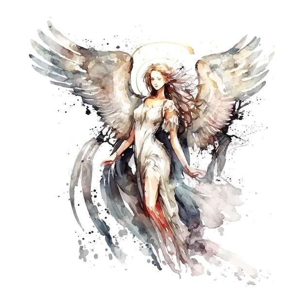 Beautiful angel with wings in brown background vector