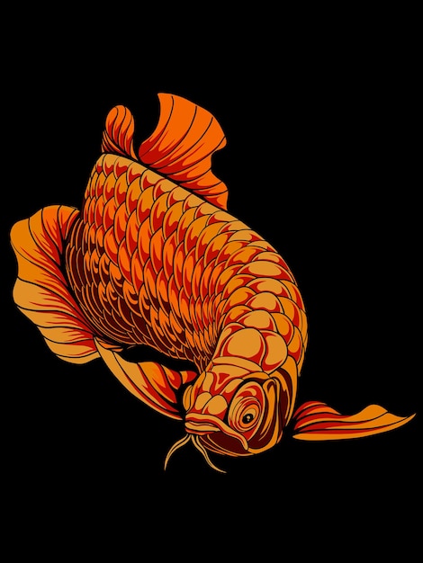 Vettore bellissimo disegno vettoriale di pesce arowana