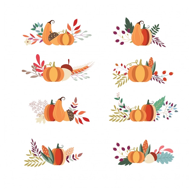 Vector beautiful autumn bouquets collection