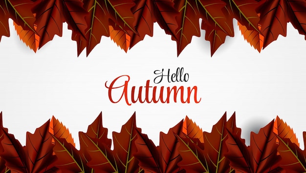 Beautiful autumn write background with lettering bright leaves Premium Vector