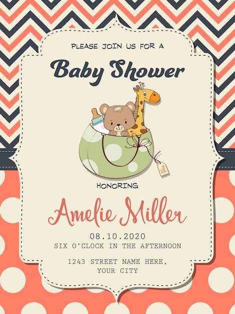 Beautiful baby girl shower card with toys