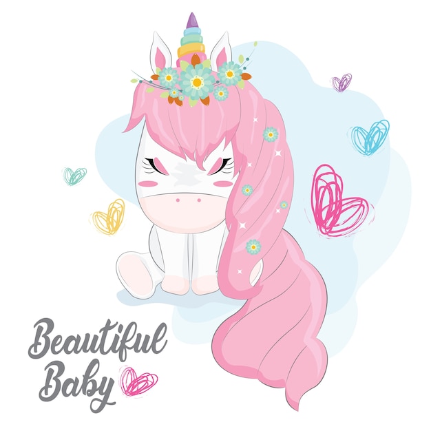 Vector beautiful baby unicorn