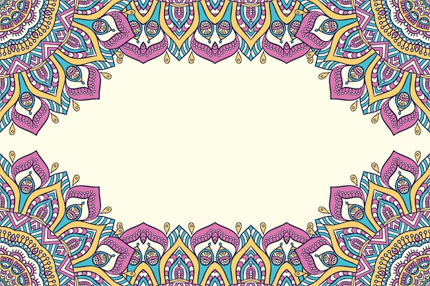 Beautiful background decorated with colourful mandala frame