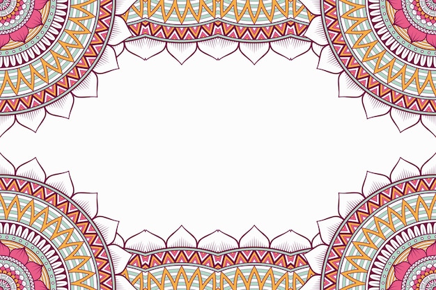 Vector beautiful background decorated with colourful mandala frame