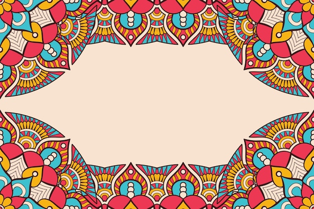 Bellissimo sfondo decorato con cornice colorata mandala