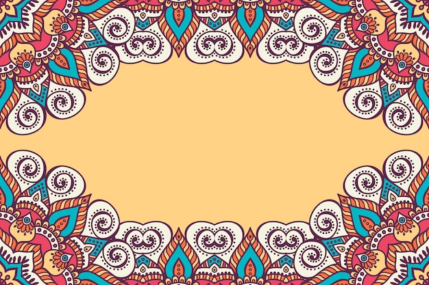 Beautiful background decorated with colourful mandala frame