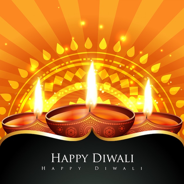 Vector beautiful background of diwali diya