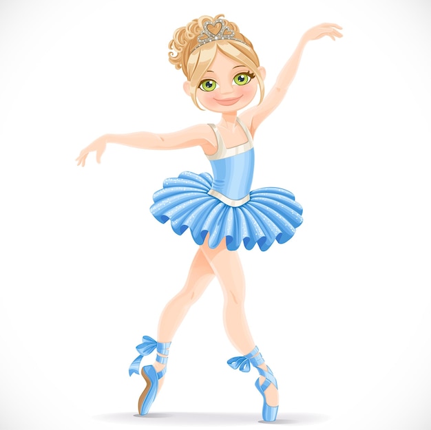 Vector beautiful ballerina girl dancing in blue dress