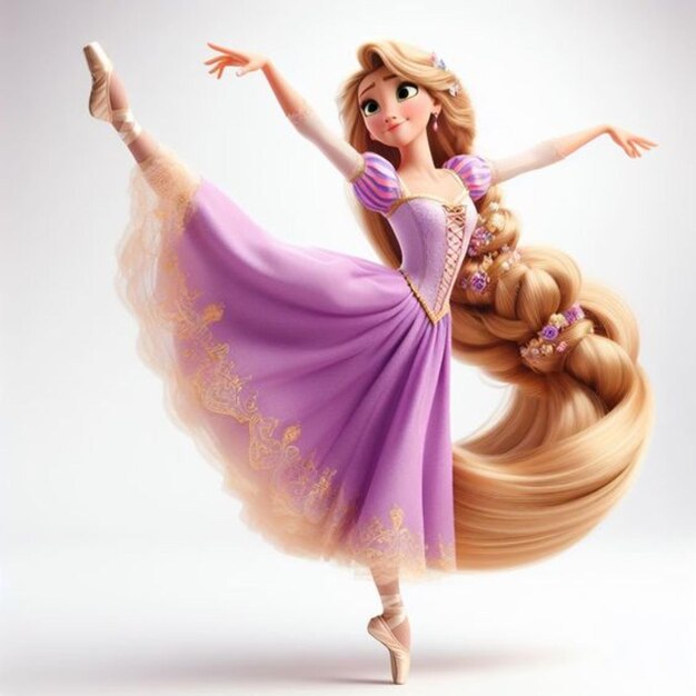 Vector beautiful ballerina princess rapunzel 3d vector