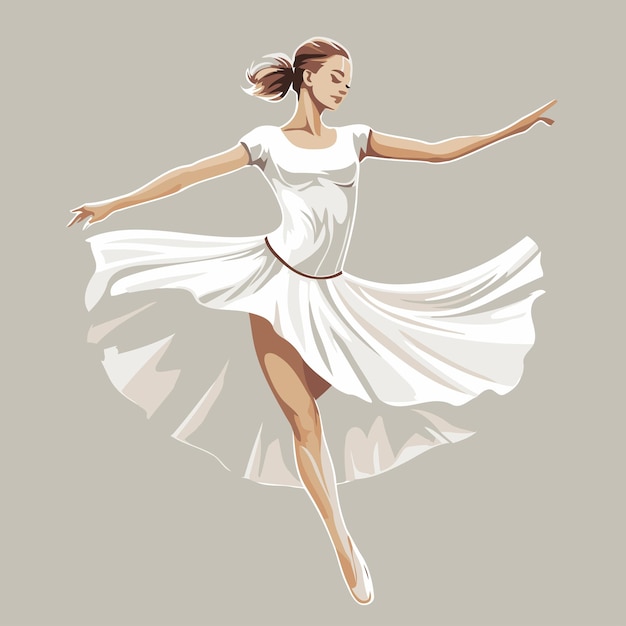 白いドレスを着た美しいバレリーナベクトルイラスト