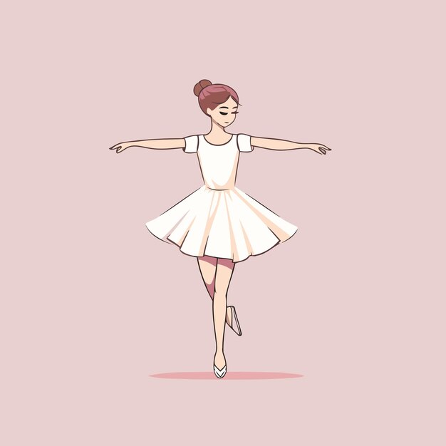 Vector beautiful ballerina in a white tutu vector illustration