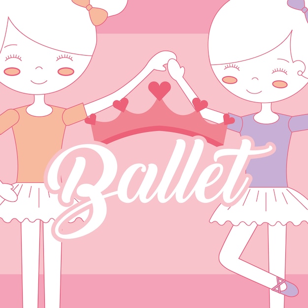 Balletto di belle ballerine che si tiene per mano corona