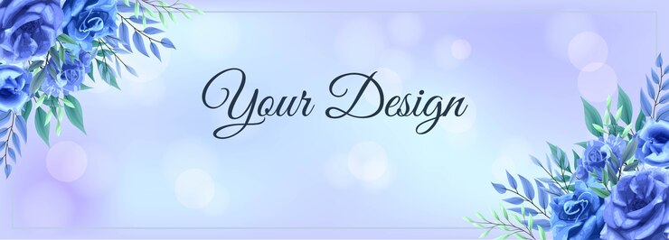 Beautiful banner blue roses template
