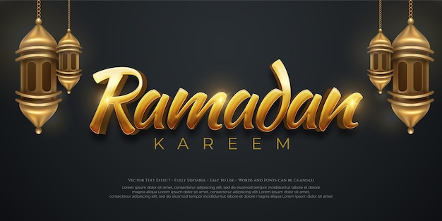 Vector beautiful banner ramadan kareem with lanterns on dark background