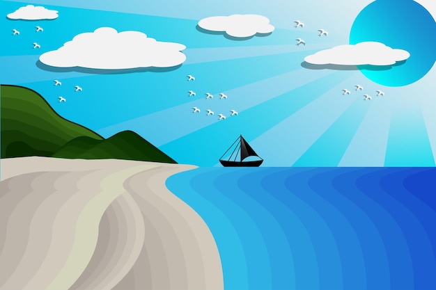 Vector beautiful beach illustration